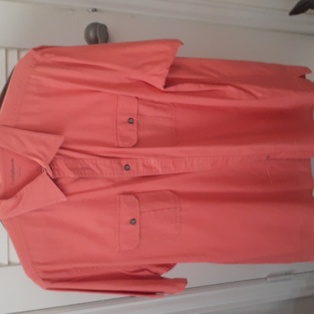 Salmon Croft & Barrow  L Short Sleeve Shirt